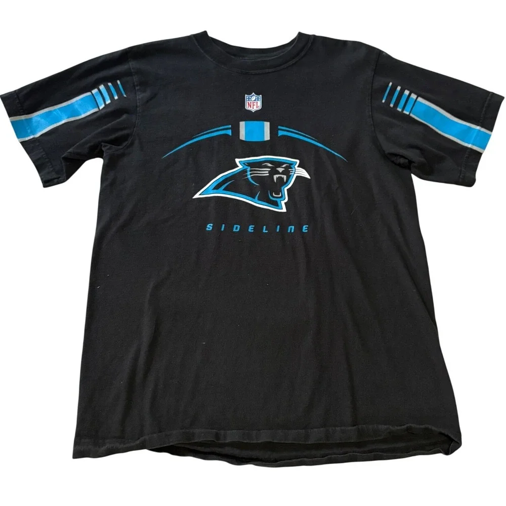 Vintage Reebok NFL Carolina Panthers Sideline T-Shirt Black Football Tee  Medium